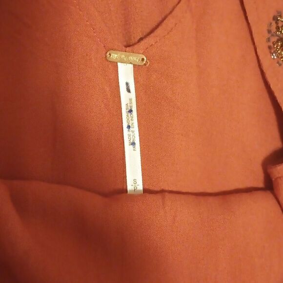 Free People Red Bali Mad Love embellished beaded boho mini dress size S - Picture 9 of 12